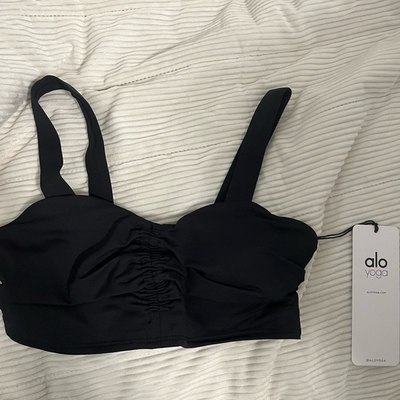 ALO Yoga Black Gathered Bralette - Picture 1 of 1